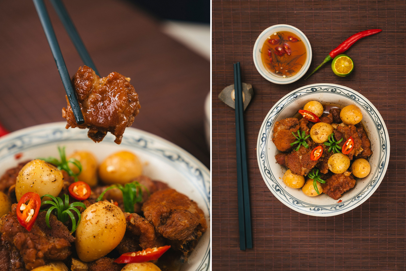 Sườn kho trứng cút mếm thơm